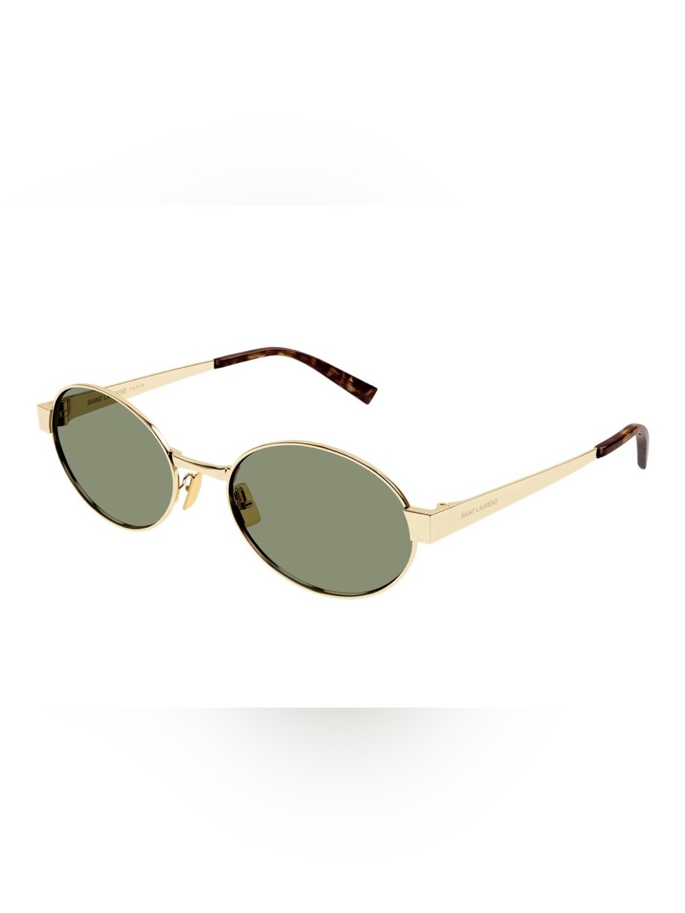 Saint Laurent Gold Frame Brown Lens Oval Sunglasses